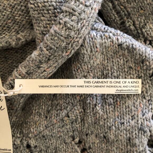 Lovestitch NWT Sweater Gray Open Knit Hooded Long Sleeve Loose Womens M/L - Picture 10 of 12